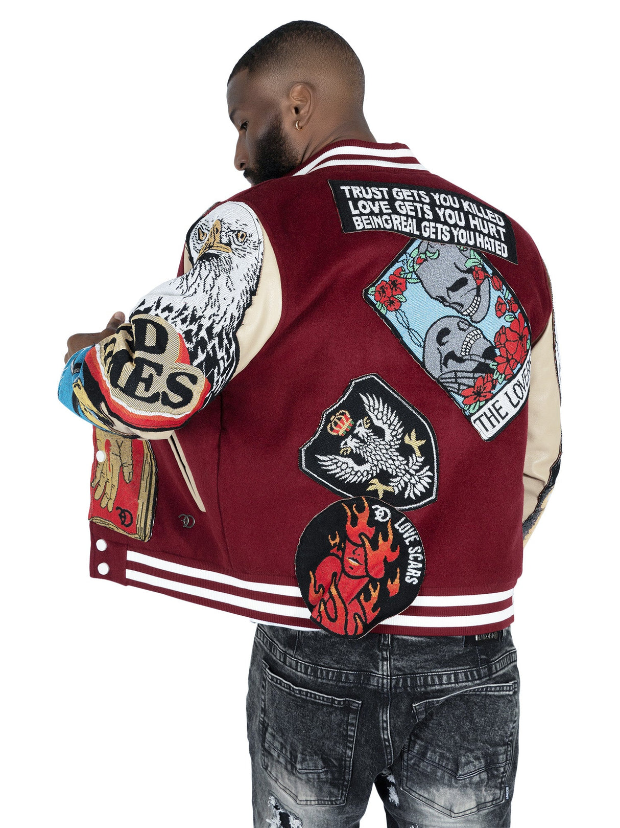 Frost Design F1005 Love Scars Varsity Jacket - Burgundy