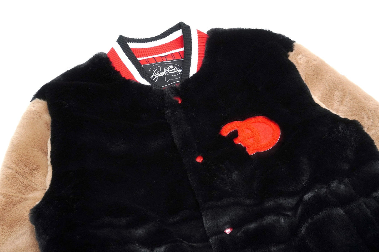 Frost Original F1010 Marc Rabbit Fur Varsity Jacket - Black