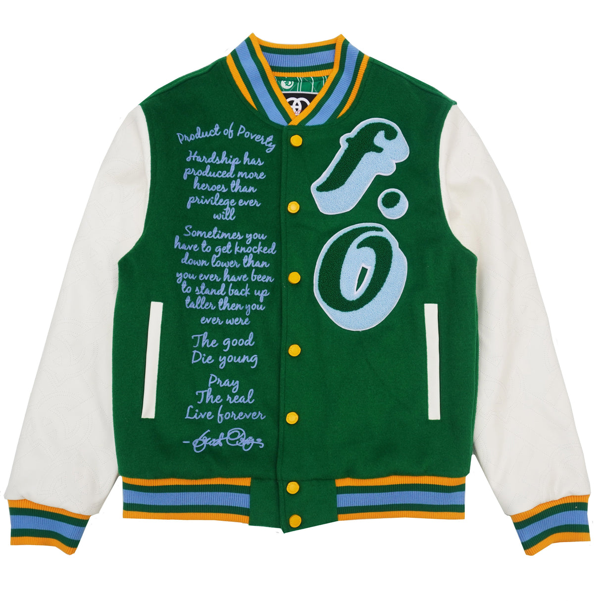 Frost Original F1026 Product of Poverty Varsity Jacket - Green