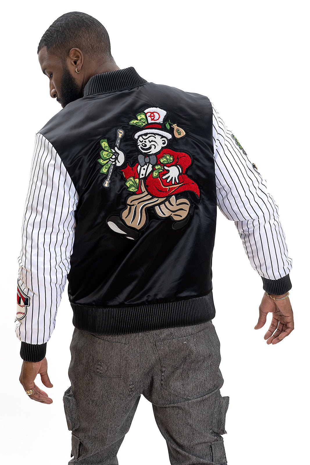 Frost Original F1047 Earners League Satin Varsity Jacket - Black