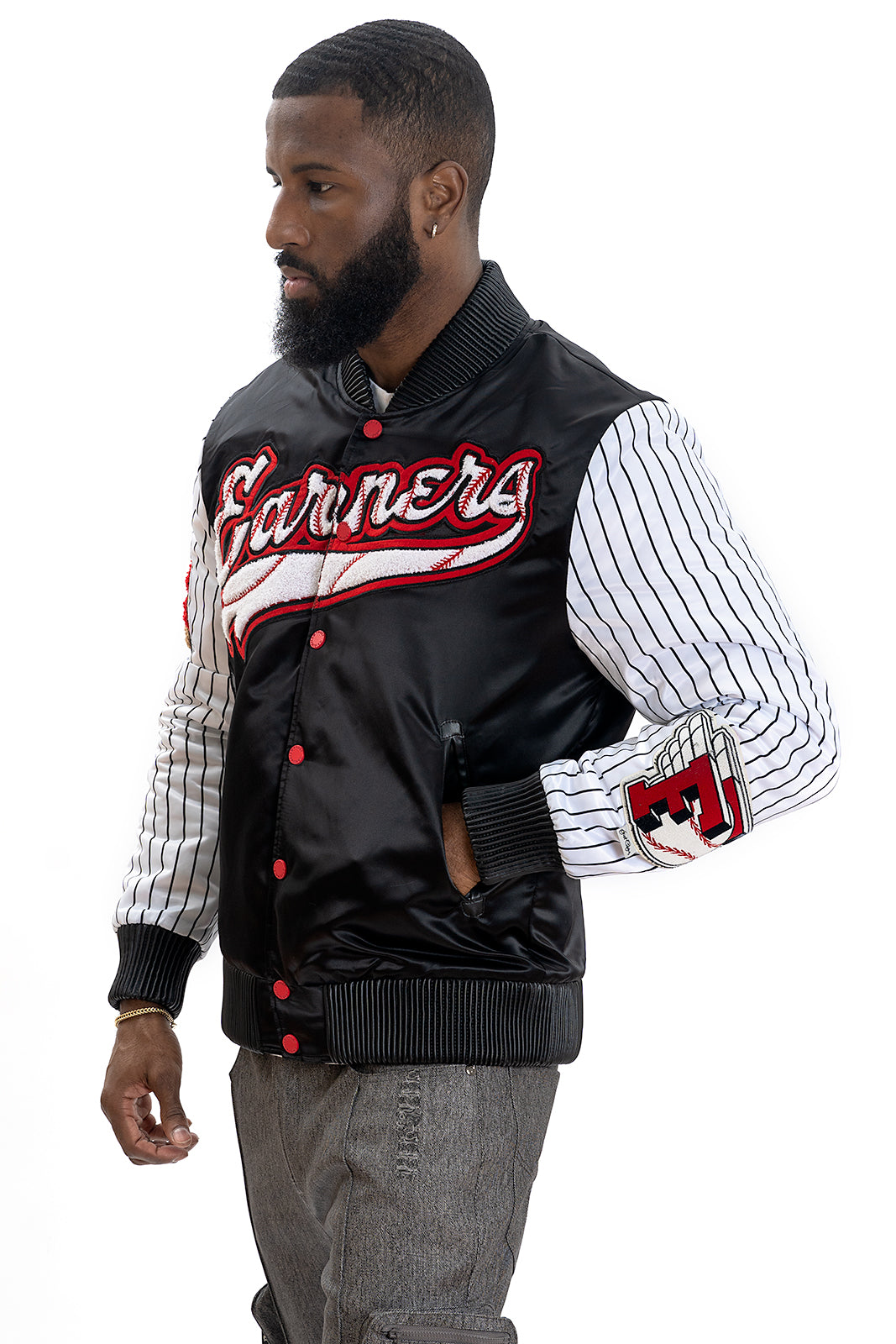 Frost Original F1047 Earners League Satin Varsity Jacket - Black