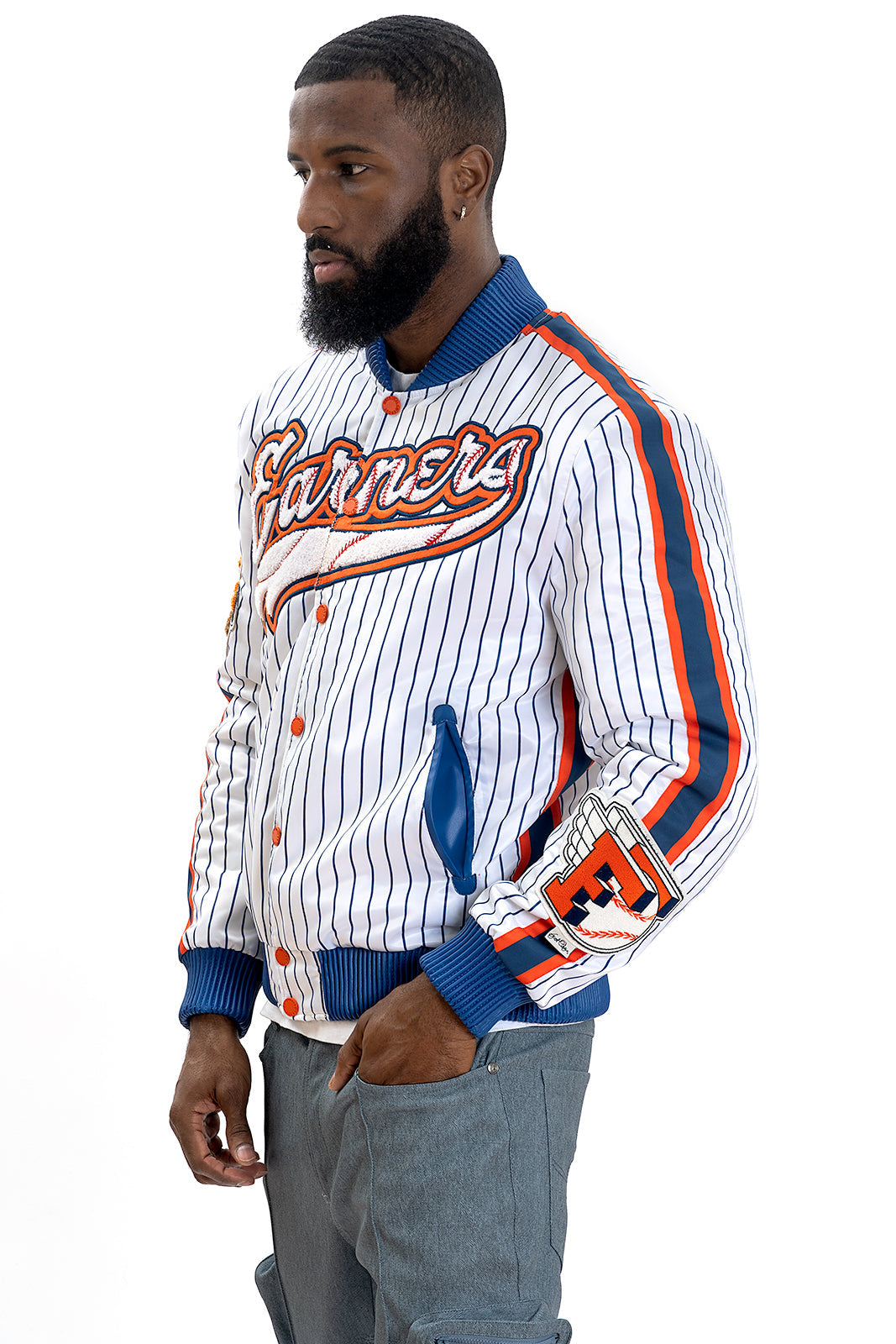 Frost Original F1047 Earners League Satin Varsity Jacket - White