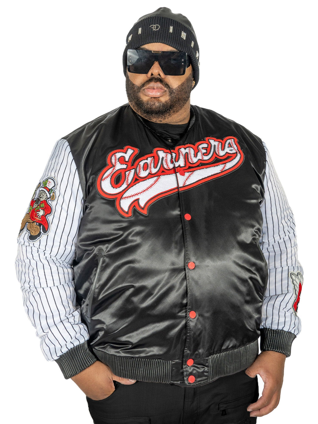 Frost Original F1047 Earners League Satin Varsity Jacket - Black