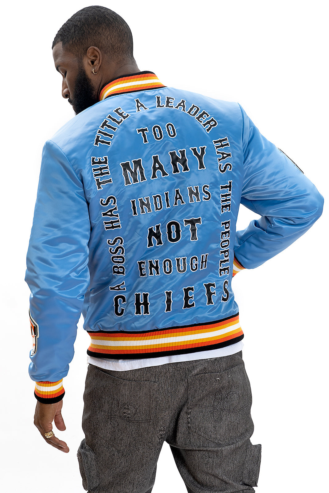 Frost Original F1057 Chiefs Satin Varsity Jacket - Blue