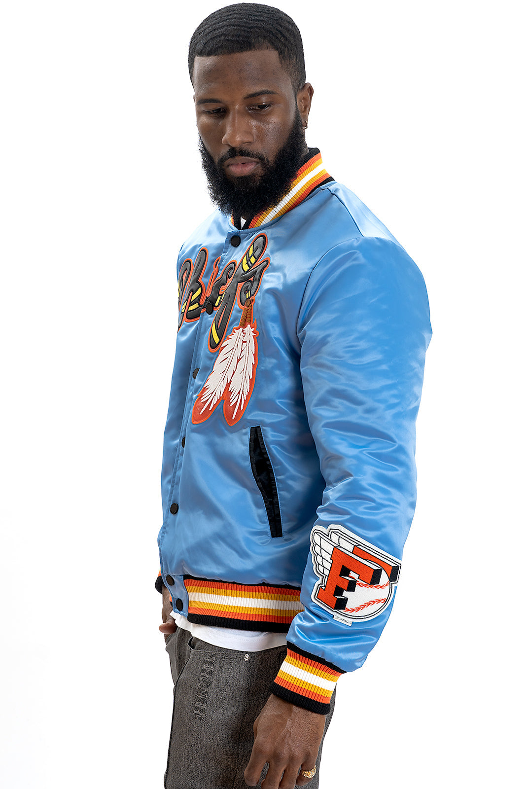 Frost Original F1057 Chiefs Satin Varsity Jacket - Blue