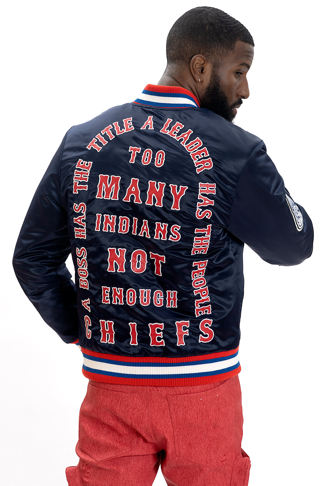 Frost Original F1057 Chiefs Satin Varsity Jacket - Navy