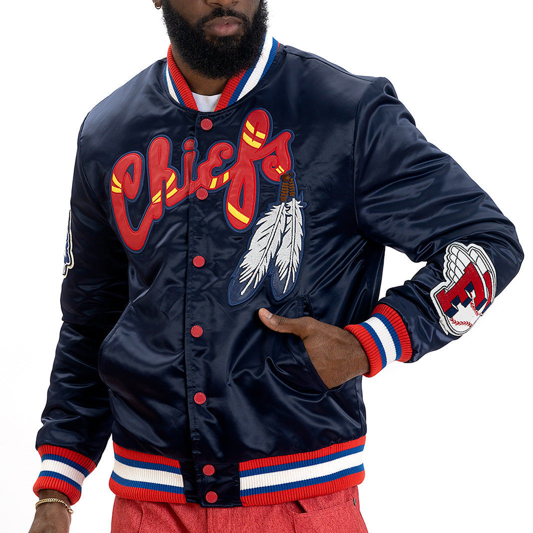 Frost Original F1057 Chiefs Satin Varsity Jacket - Navy
