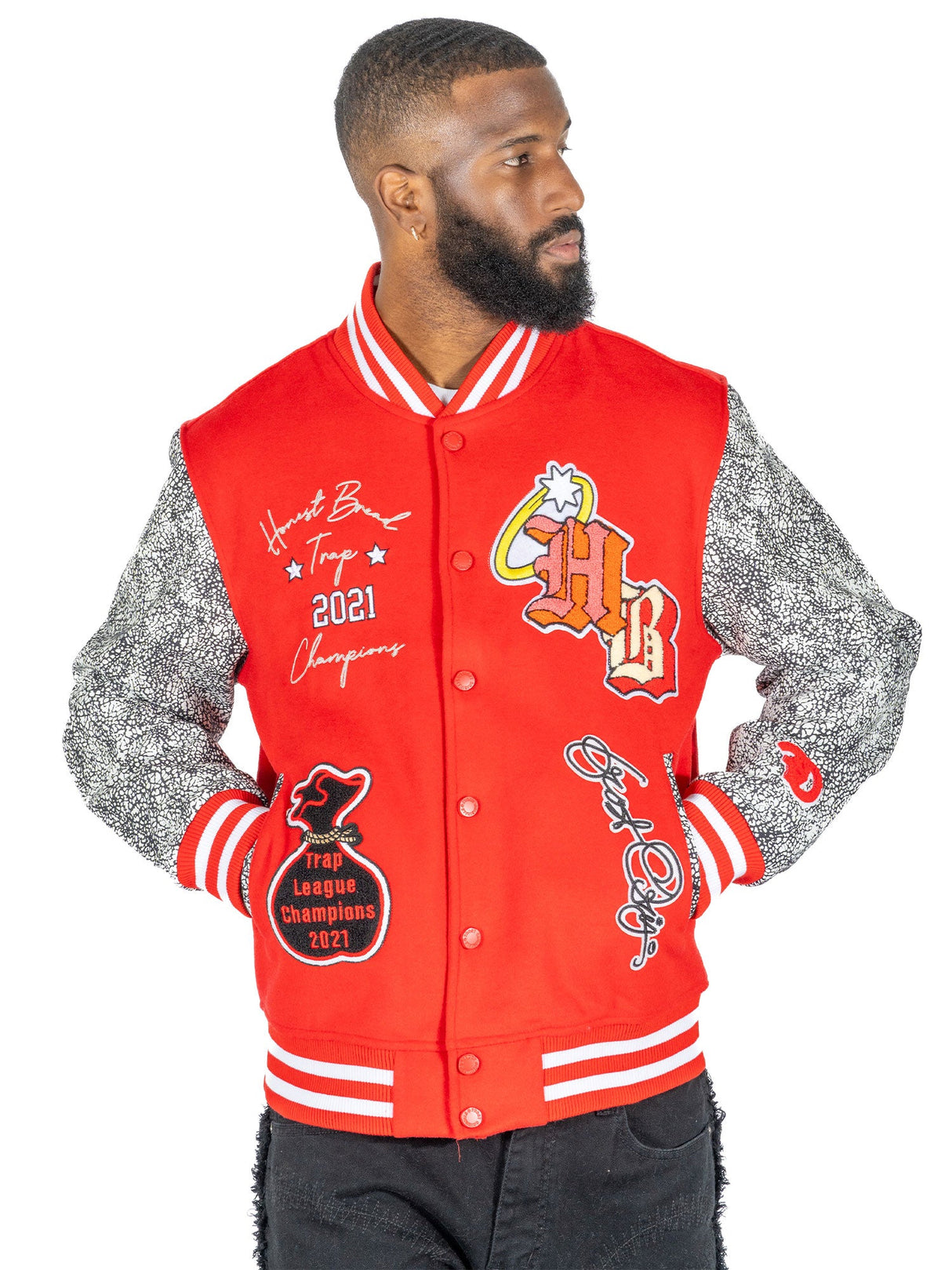 Frost Design F1080 Honest Bread Wool Varsity Jacket - Red
