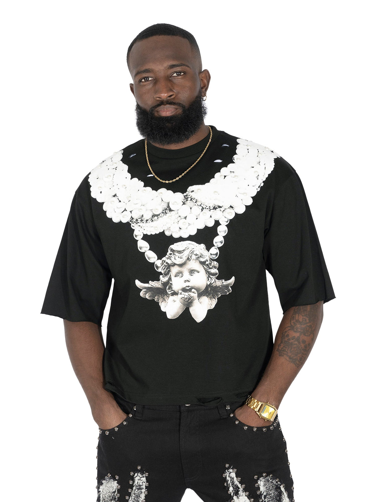 Frost Design F111 La Perla Vintage Crop Tee - Black