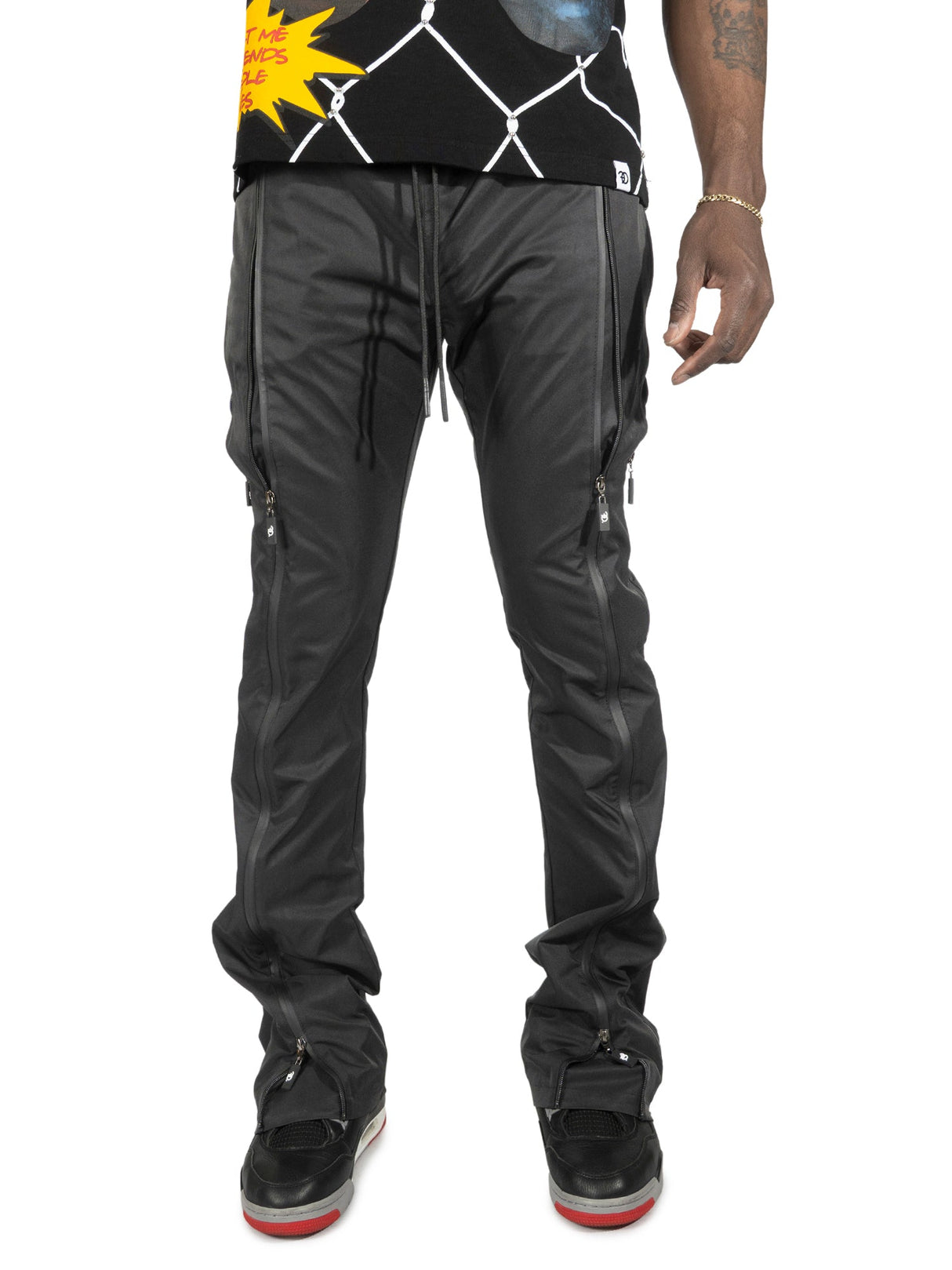 Frost Design Pants | F1736 Zerelly Nylon Stacked Pants - Black