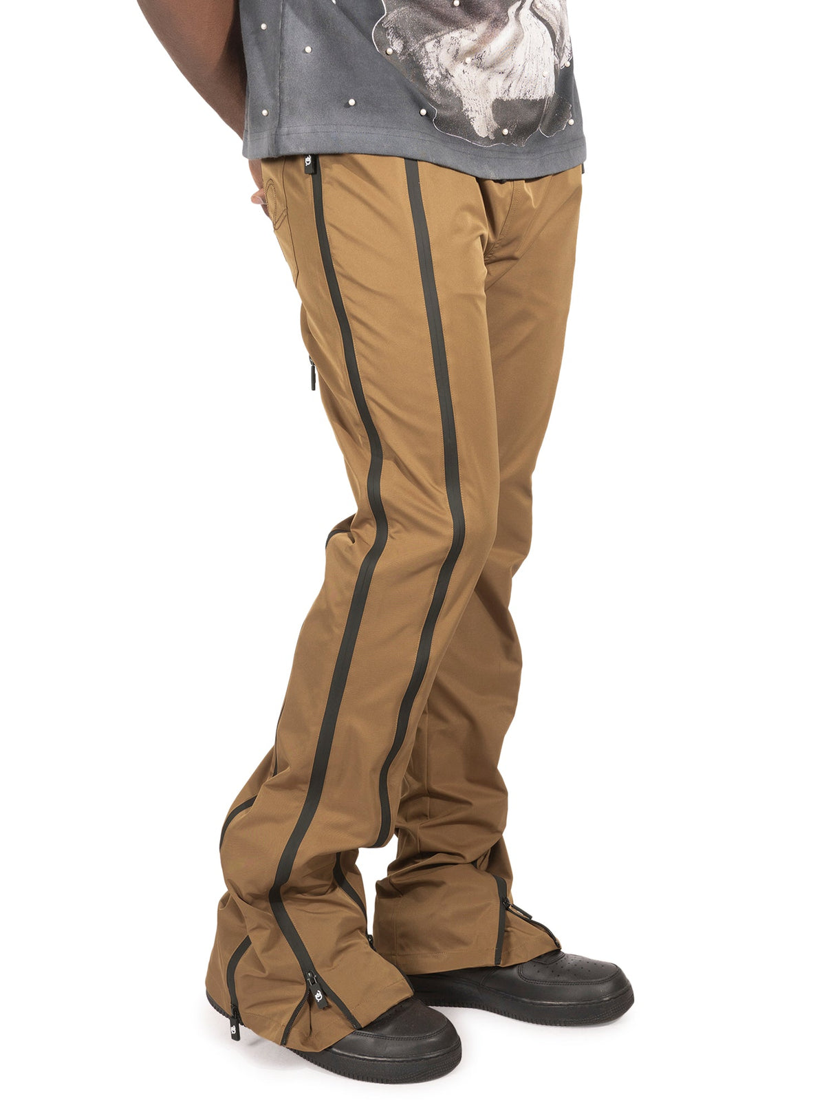 Frost Design Pants | F1736 Zerelly Nylon Stacked Pants - Mocha