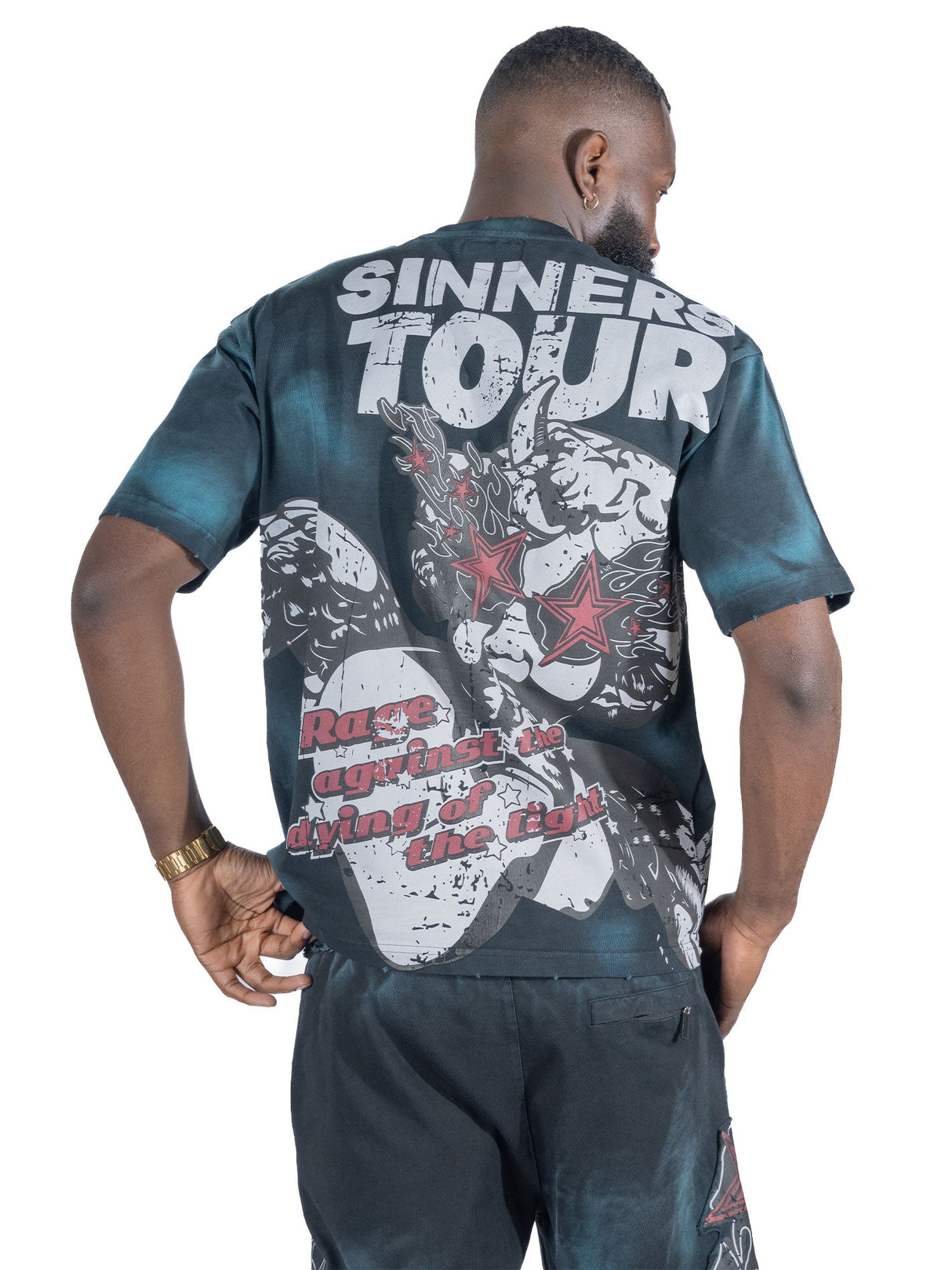 Frost Design F196 The Saint Acid Wash Oversized Box Tee - Black