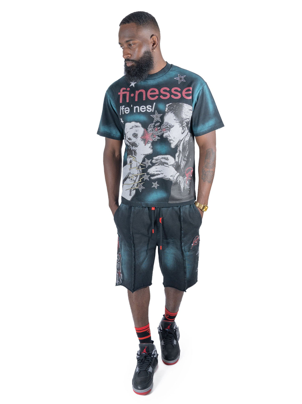 Frost Design F199 Finesse Acid Wash Oversized Tee - Black