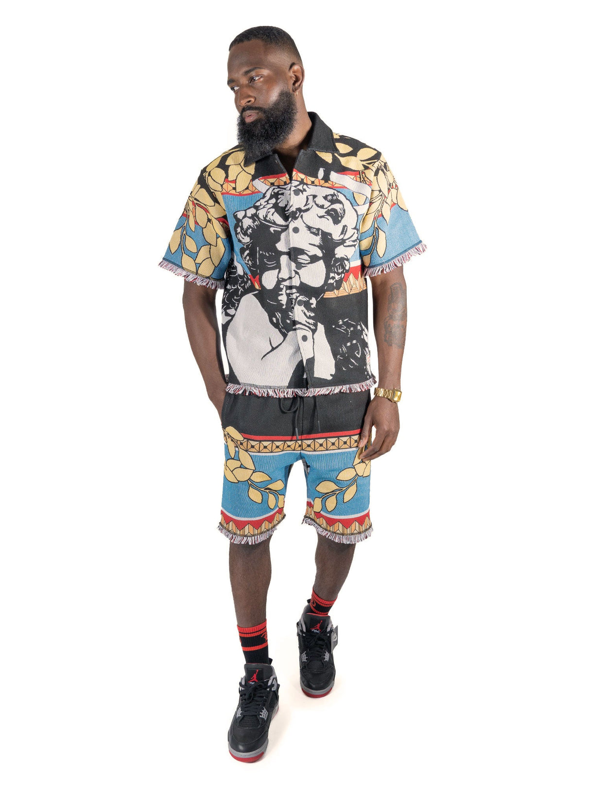 Frost Design F530 The SAINT Tapestry Oversized Button-down Shirt - Black