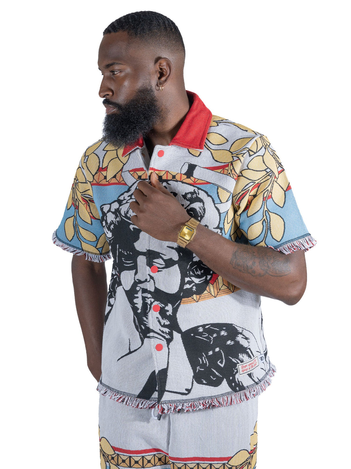 Frost Design F530 The SAINT Tapestry Oversized Button-down Shirt - White