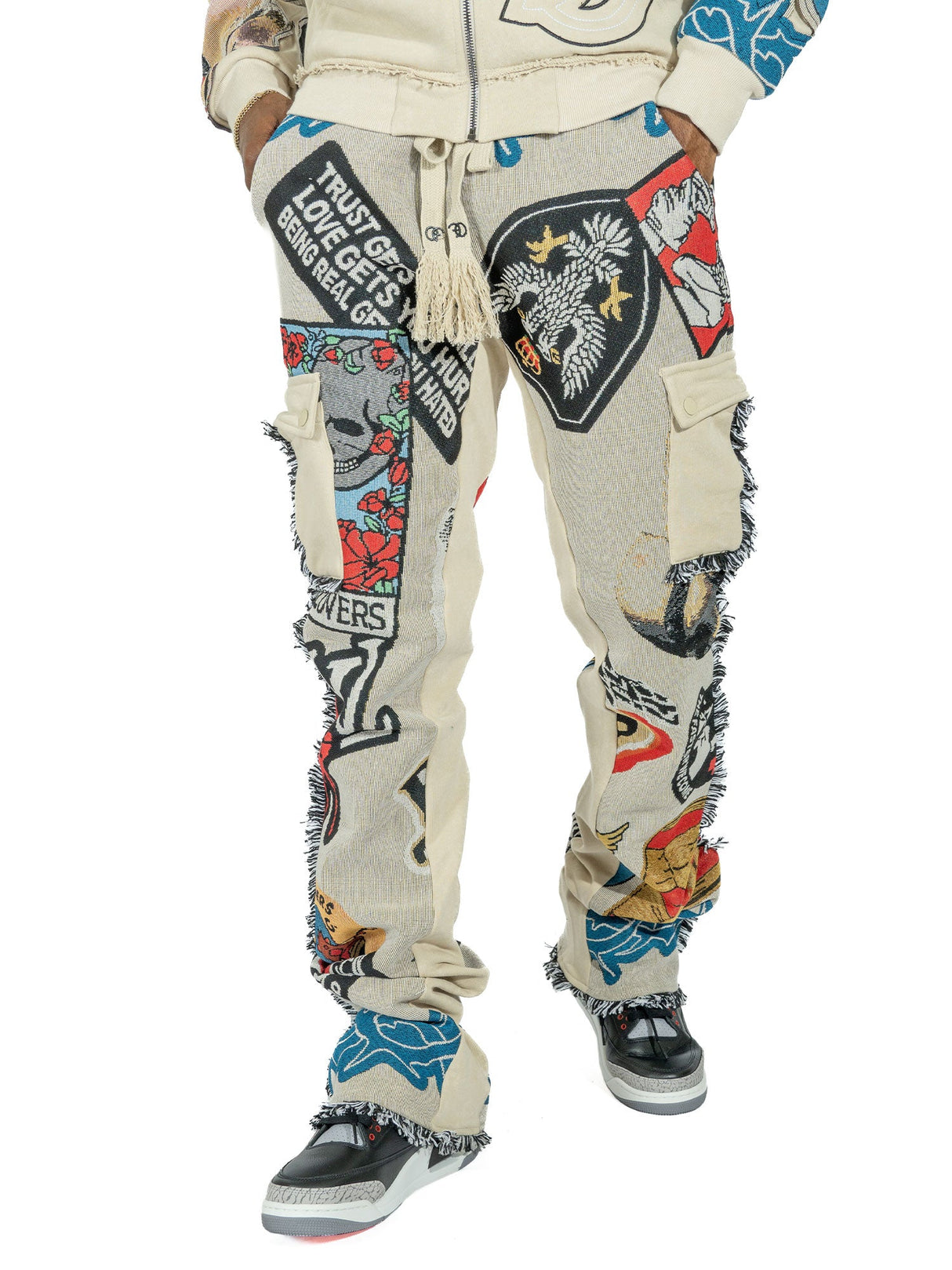 Frost Design F1755 Brave Heart Tapestry Stacked Pants - Oat