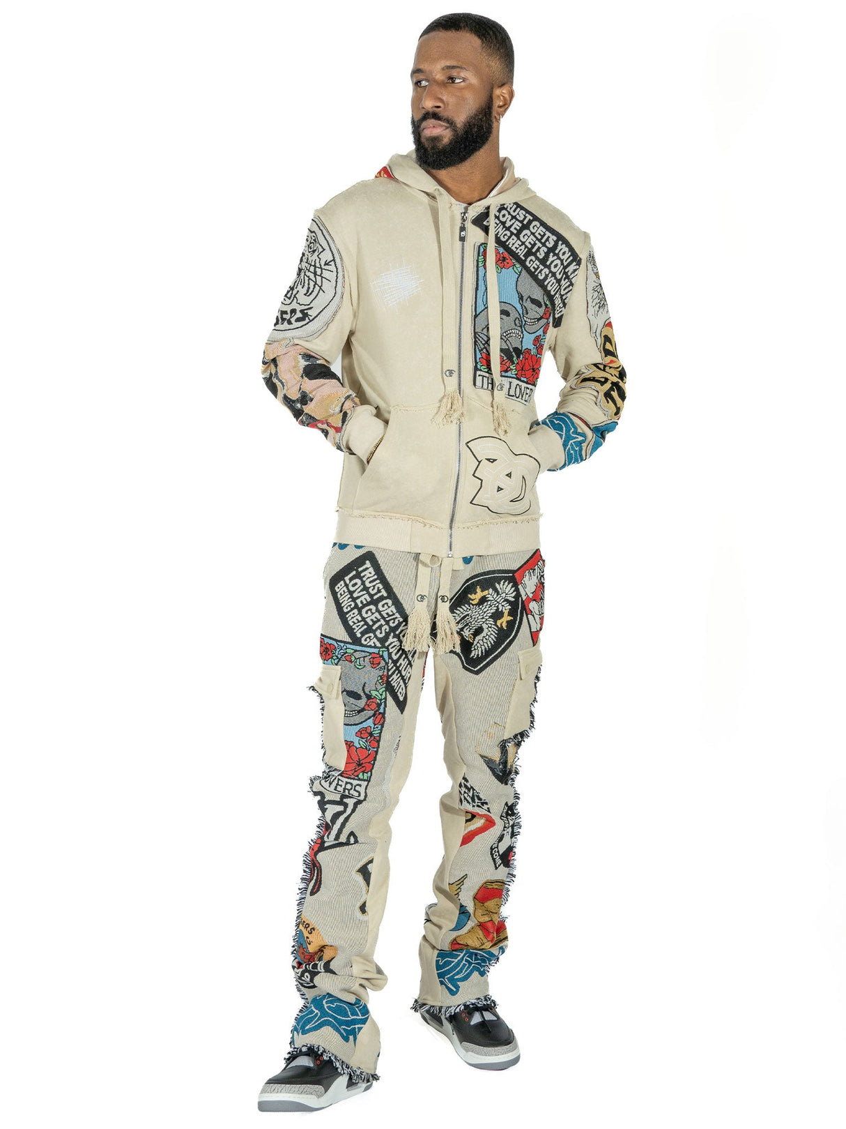 Frost Design F1755 Brave Heart Tapestry Stacked Pants - Oat