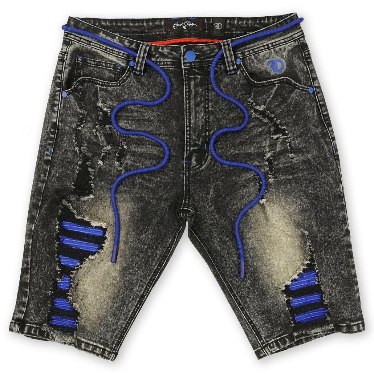 Frost Design F600 Frost Shredded Denim Shorts - Black Wash