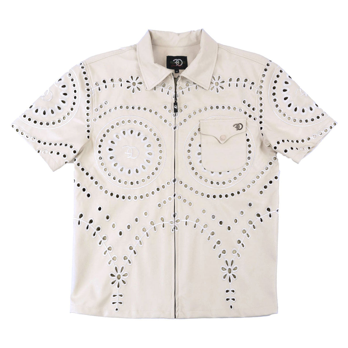 Frost Original F801 Cashay Vegan Leather Zip-Up Shirt - Oat