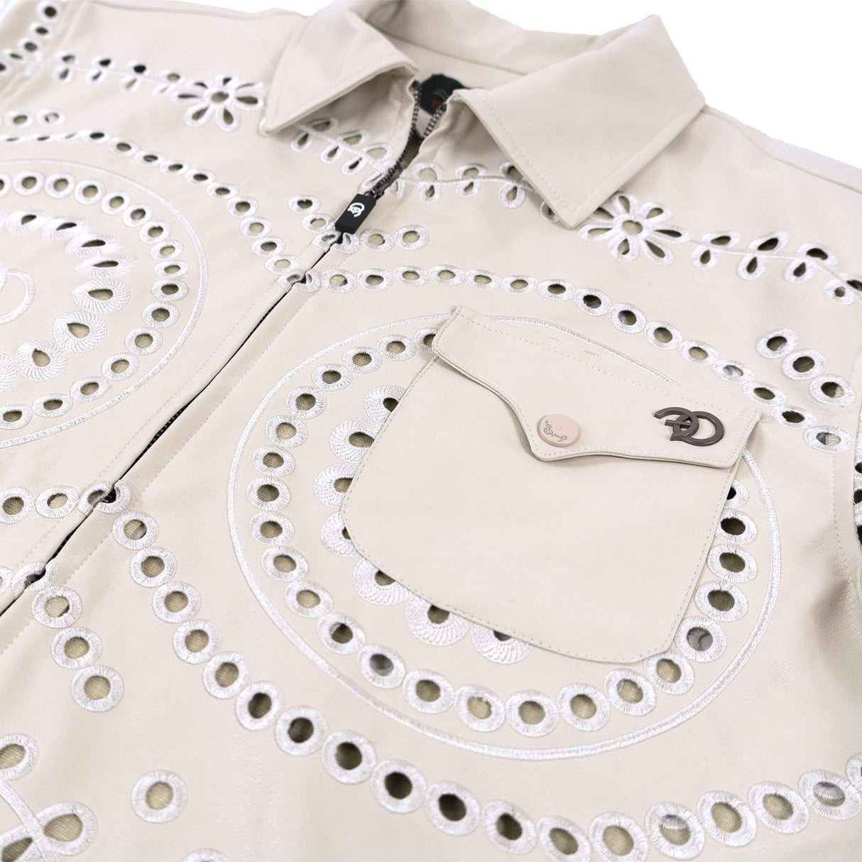 Frost Original F801 Cashay Vegan Leather Zip-Up Shirt - Oat