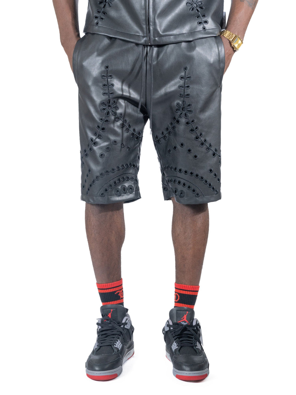 Frost Design F601 Cashay Vegan Leather Shorts - Black