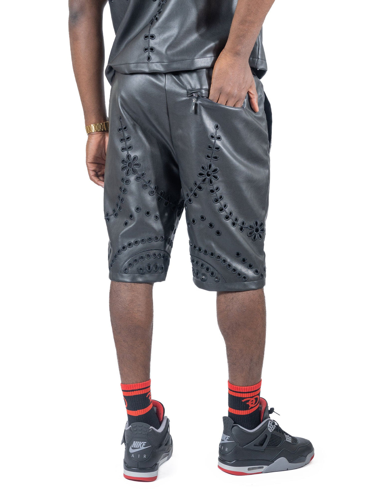 Frost Design F601 Cashay Vegan Leather Shorts - Black