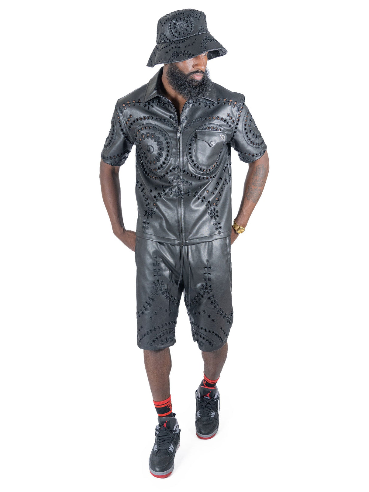 Frost Design F601 Cashay Vegan Leather Shorts - Black