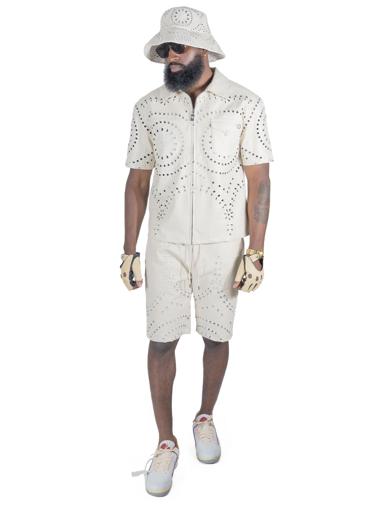 Frost Original F801 Cashay Vegan Leather Zip-Up Shirt - Oat