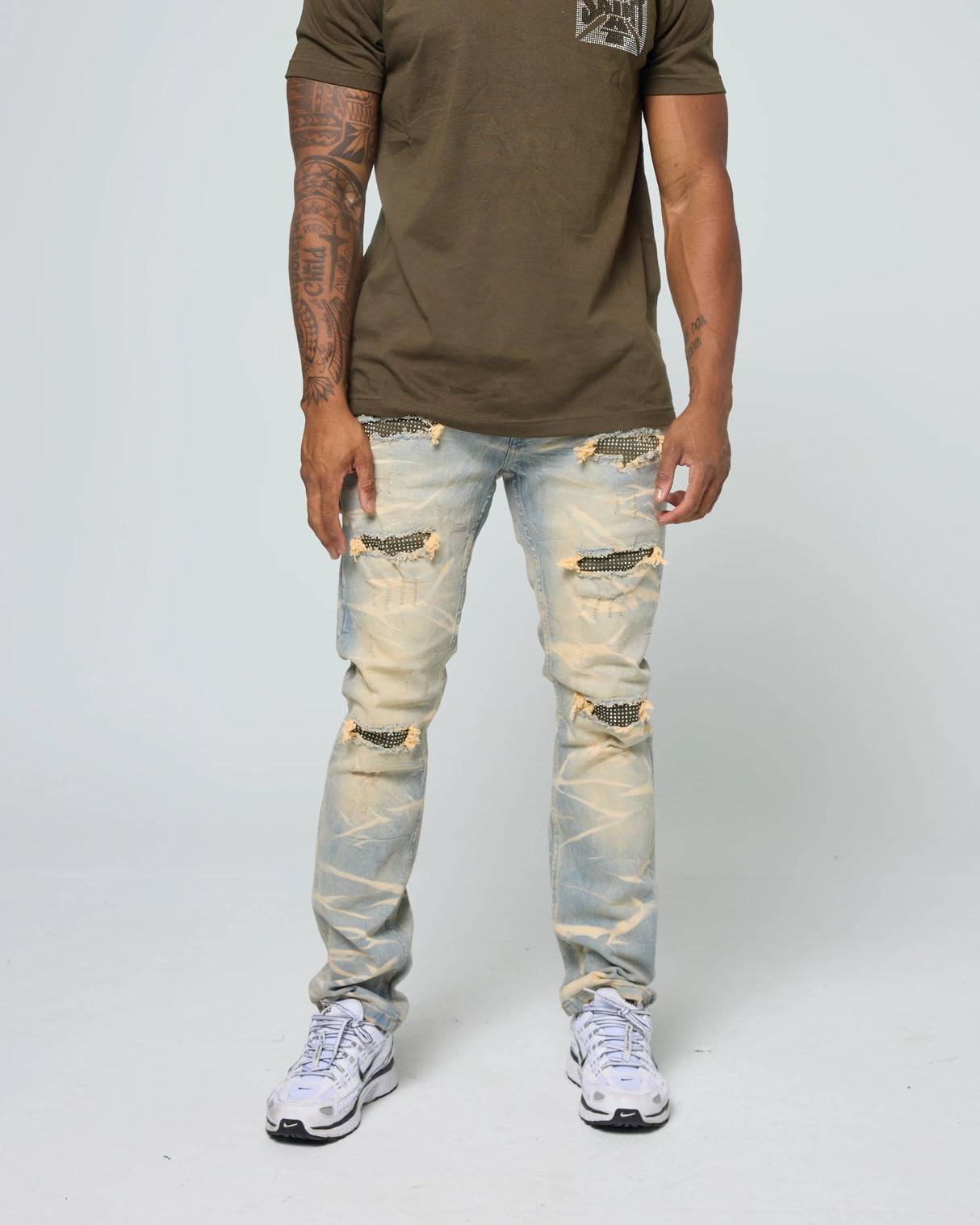 Fwrd Rhinestone Slim Fit Jeans Multi Colors