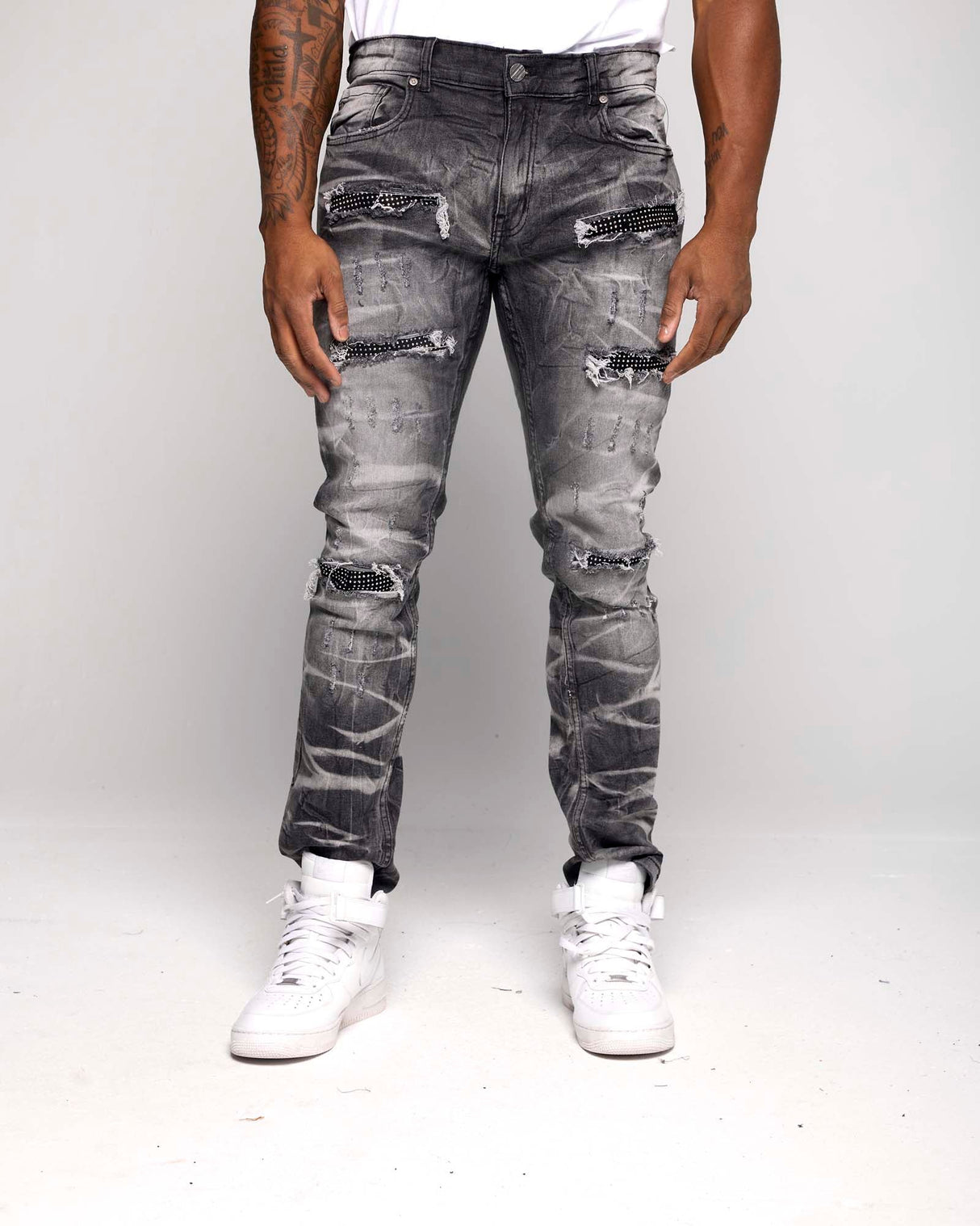 Fwrd Rhinestone Slim Fit Jeans Multi Colors