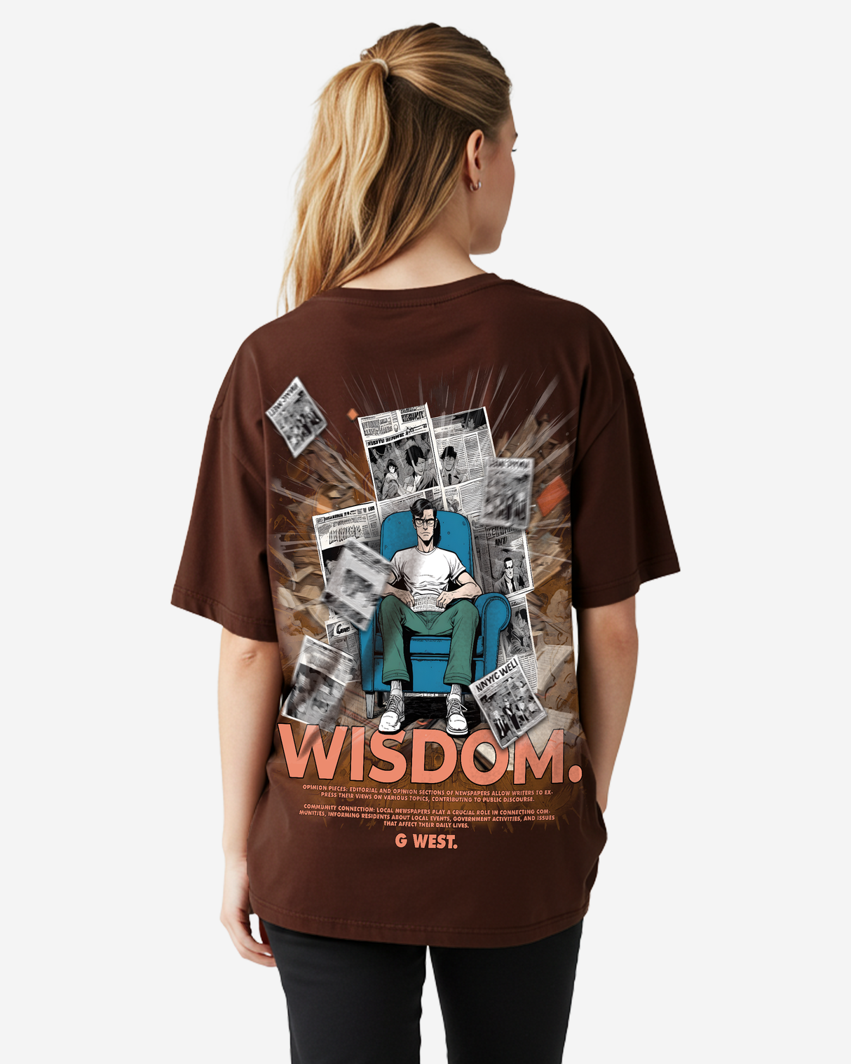 G West Oversized Library T Shirt  - WOMEN