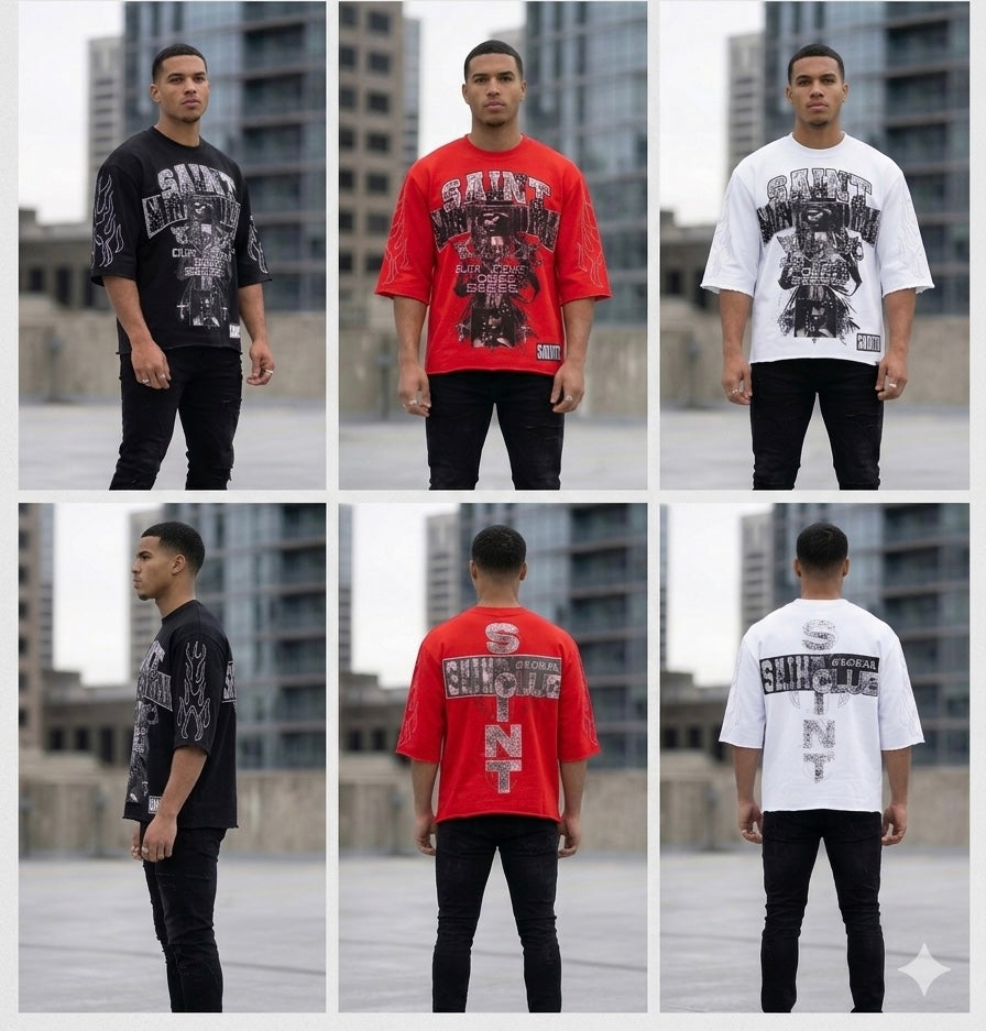 Undrtd Saint Club Global Rhinestone 3/4 Sleeve Legacy Prem T-Shirt Multi Colors