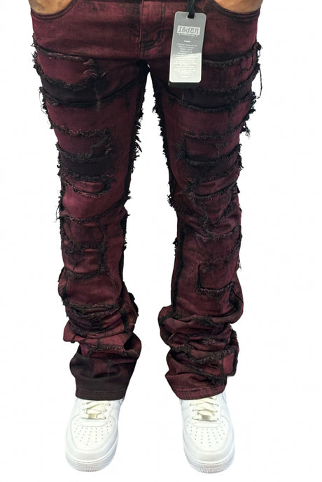 Rebel Minds - Super Stacked Jeans - Burgundy