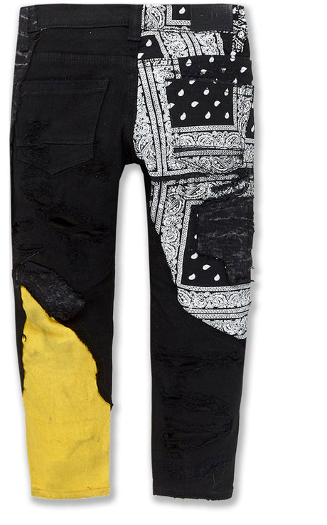 Jordan Craig Kids Jeans - Back View Black/Yellow