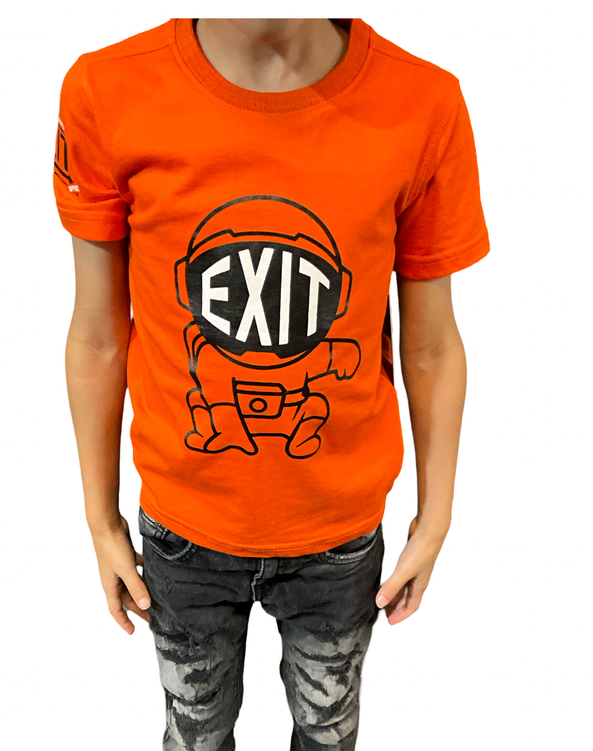 Exit - Kids T Shirt- Robot - Orange