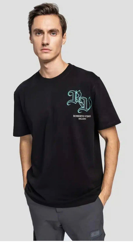 ROBERTO VINO MILANO - T-Shirt - Green Logo - Black / Multi