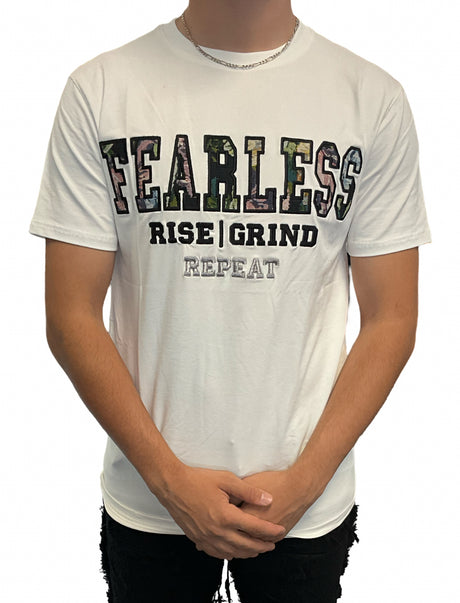 Focus T Shirt Fearless Tapestry Applique Multi Colors