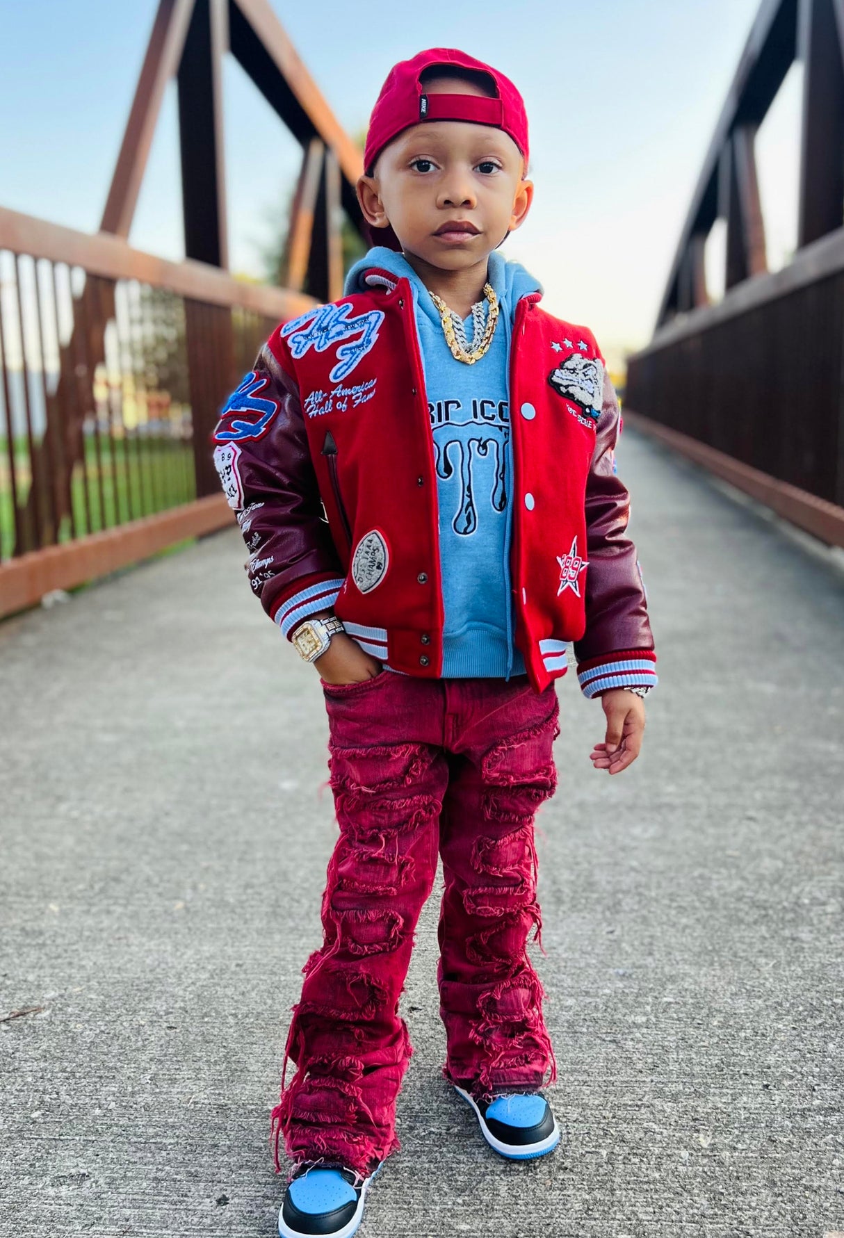 Kid Wearing Jordan Craig - Kids Jeans - Stacked - Red