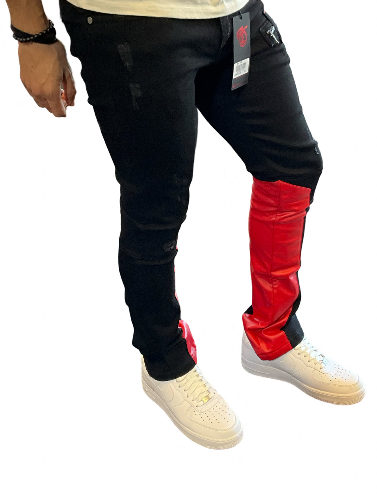 Elite - Jeans Leather - Black / Red