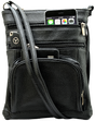 Unisex Super Soft Leather Crossbody Bag  with 6 Compartments and Carrying Strap