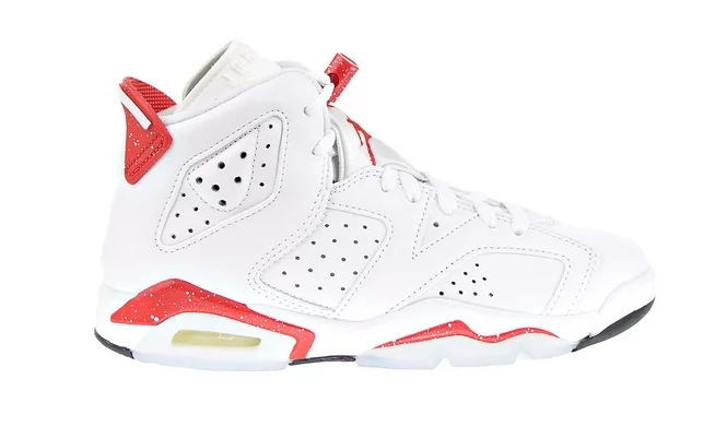 Jordan 6 High Top - Grade School - White / University Red