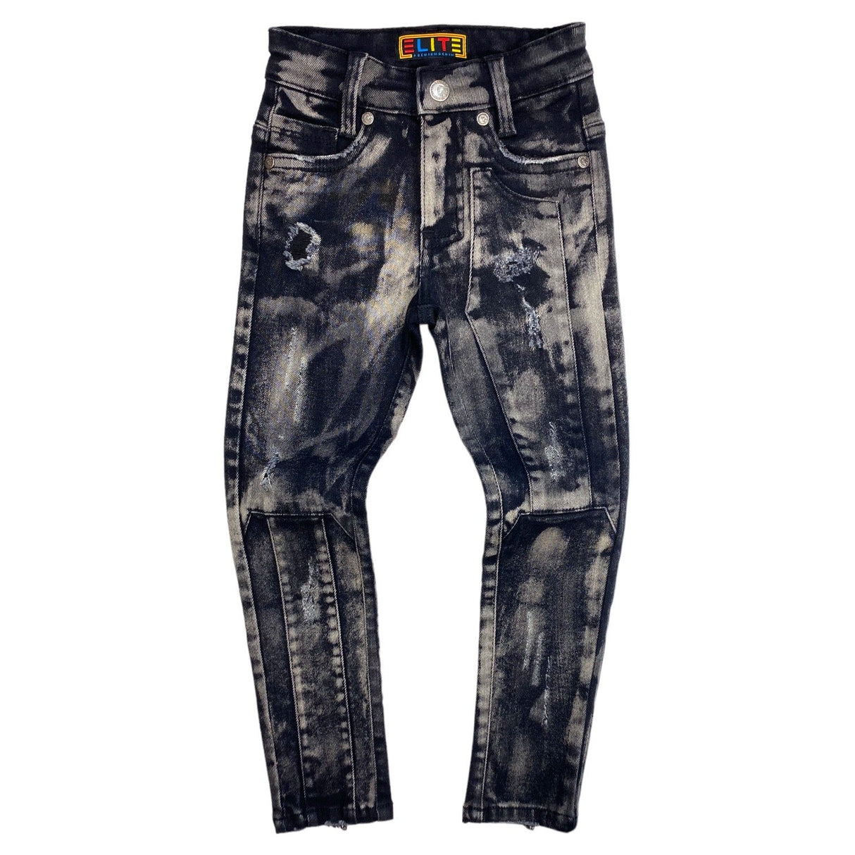 Kids black wash jeans front view