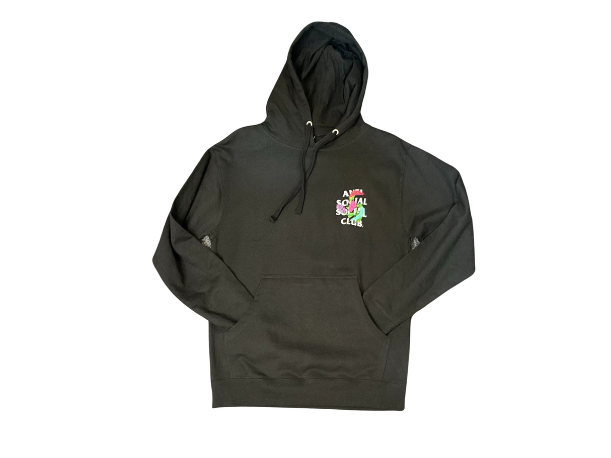 Anti Social - Hoodie - Flowers Black