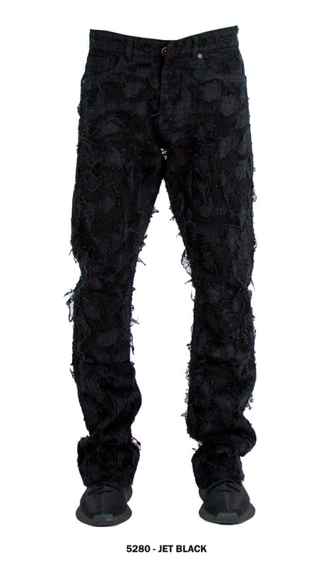 Focus - Slim Fit Stacked Jeans - Patch Work Multi Colors