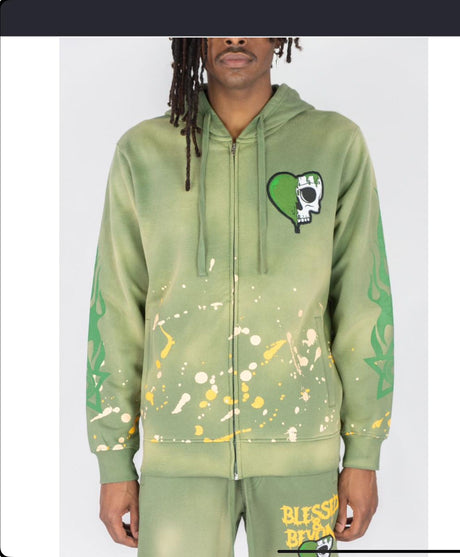 REBEL MINDS BLESSED WASHED HOODIE MULTI COLORS