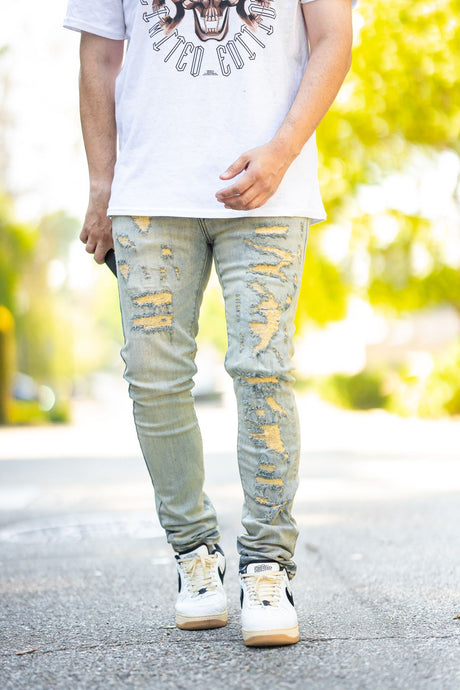 DAMATI ALVARO PREMIUM STRETCH SKINNY FIT DENIM LIGHT VINTAGE BLUE