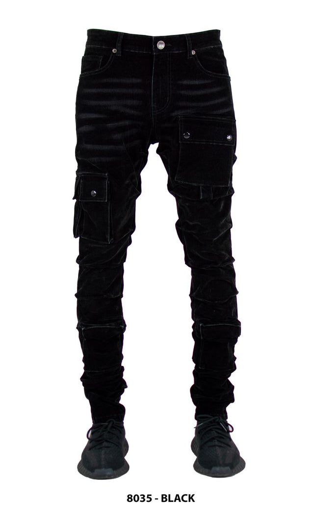 FOCUS KIDS CARGO FLOCKED STACKED JEANS MULTI COLORS