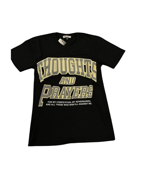 Retro Label - T Shirt - Thoughts And Prayers - Black / Cream