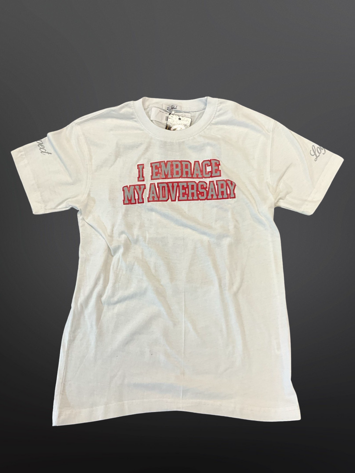 Retro Label - T Shirt - I Embraced My Adversary - White / Red