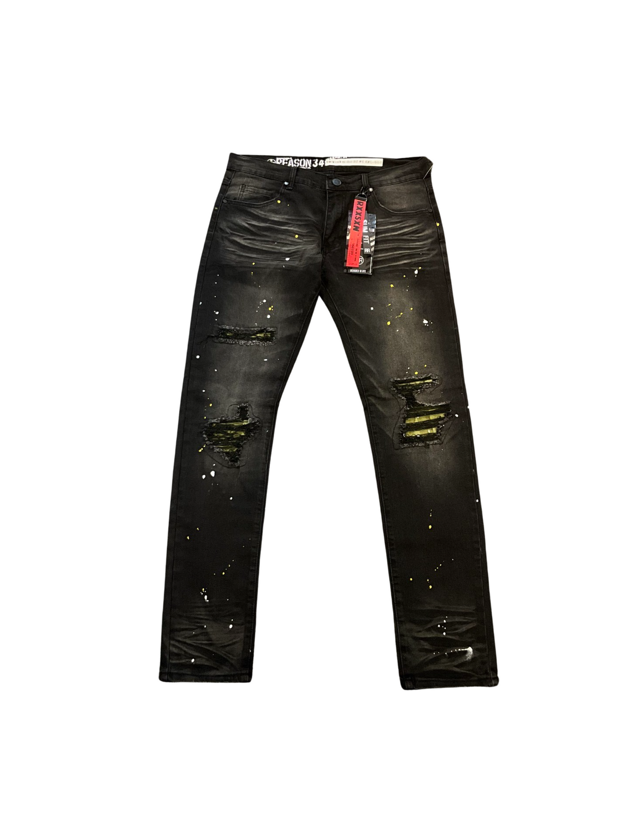 Reason - Jeans - Washed Black / Yellow Paints